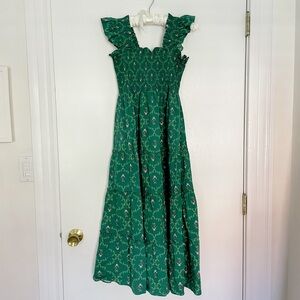 Hill House Home Ellie Nap Dress - Emerald Trellis - XS